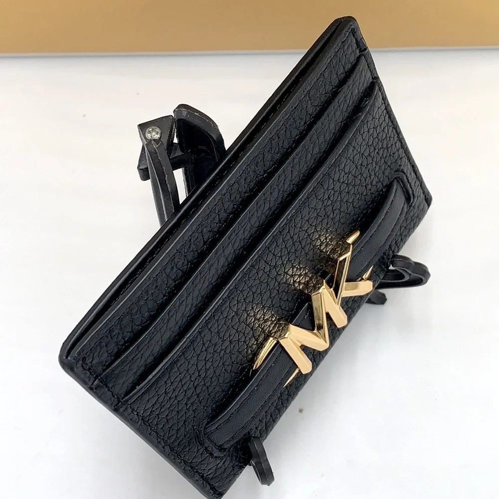 MICHAEL KORS Reed Large Pebbled Leather Card Holder Case Wallet COLOR: BLACK